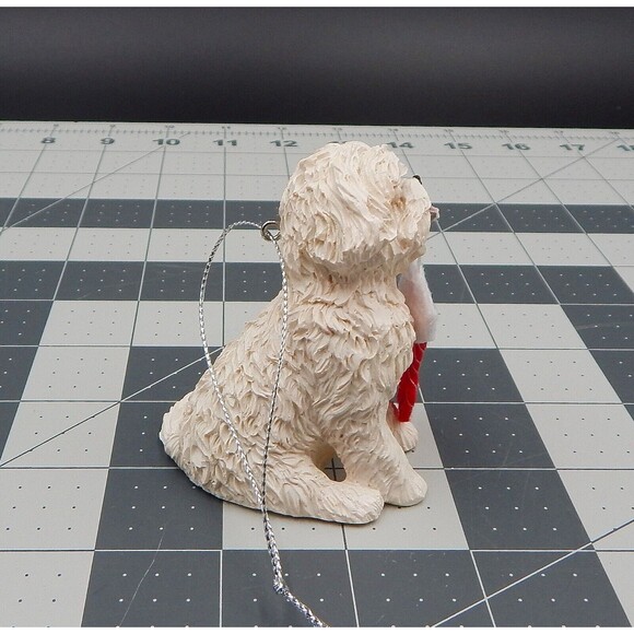 Sandicast White Bichon Frise Dog Christmas Ornament W/Holiday Stocking XSO01203 - Picture 4 of 10
